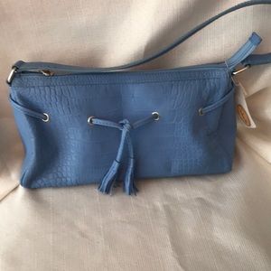 NWT Talbots Leather Denim Blue Handbag